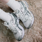 ASICS GEL-Kayano 14 Women’s — on-foot front view with lacing