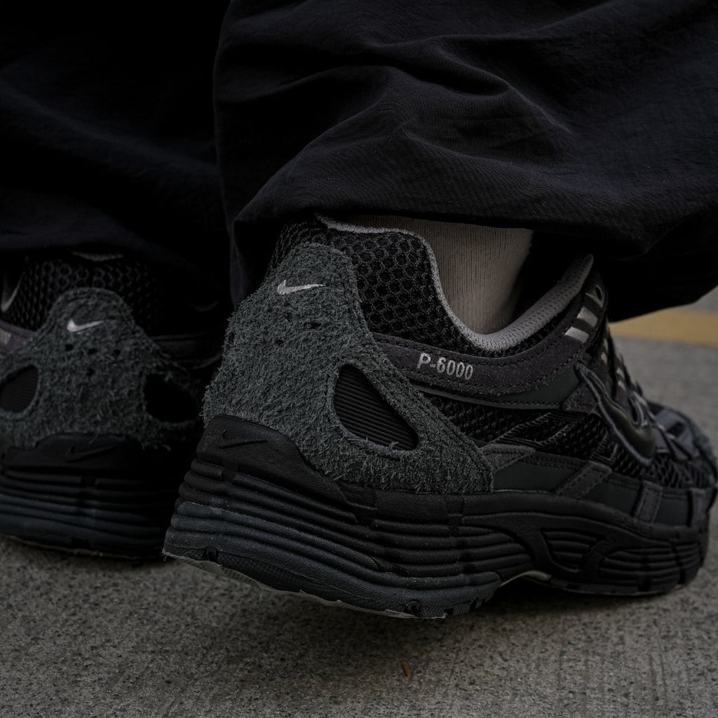 Nike P-6000 Suede Men's Shoes - Anthracite/Chrome/Metallic Silver/Black (HF0015-002) – heel and rear view