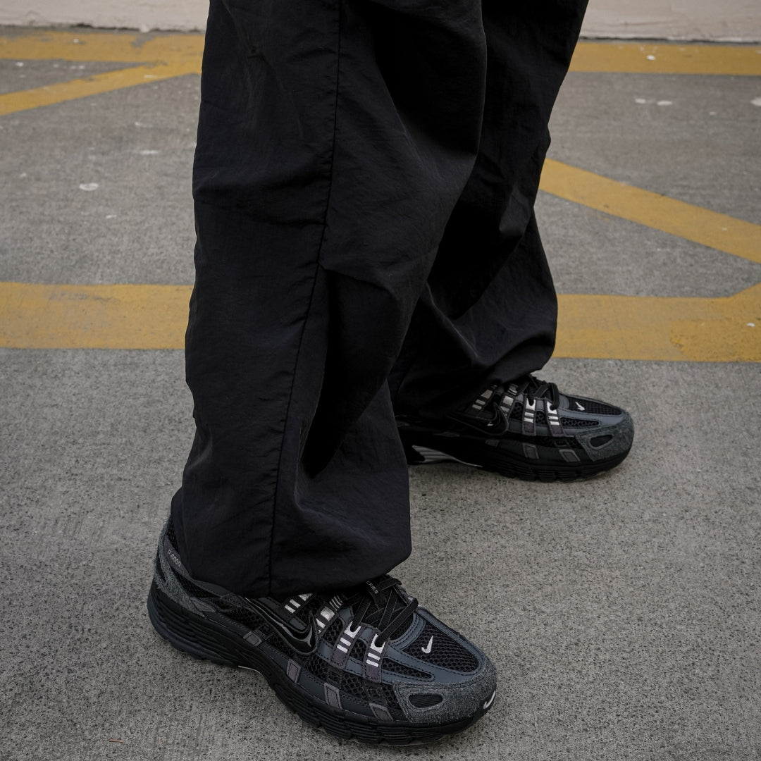 Nike P-6000 Suede Men's Shoes - Anthracite/Chrome/Metallic Silver/Black (HF0015-002) – on-feet walking view